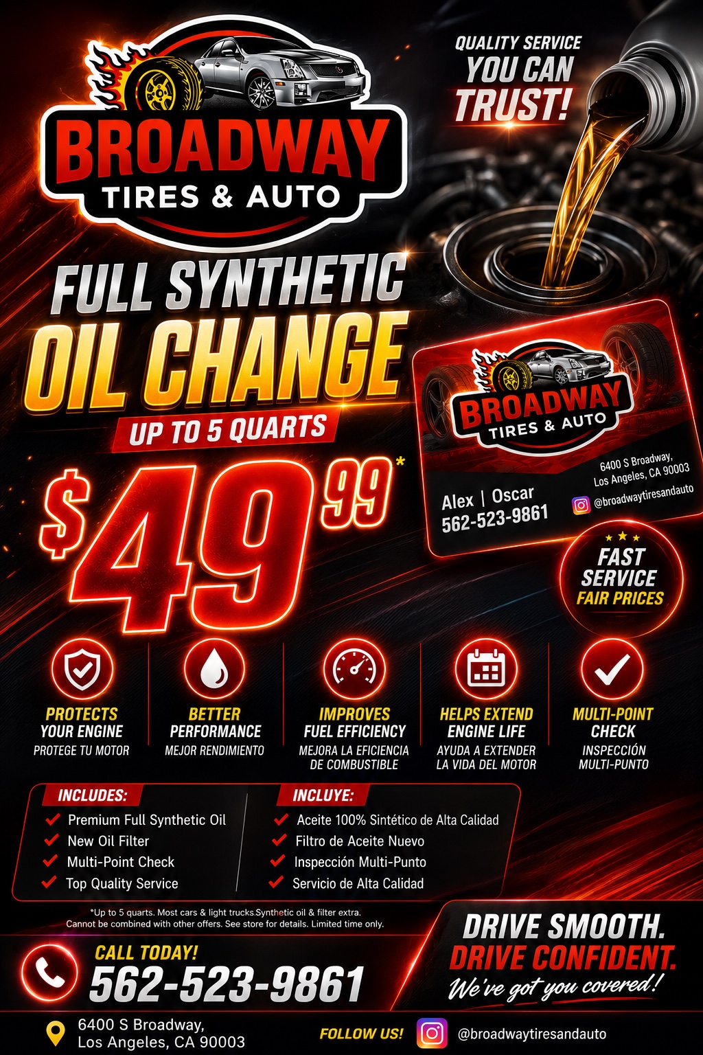 Full synthetic oil change special